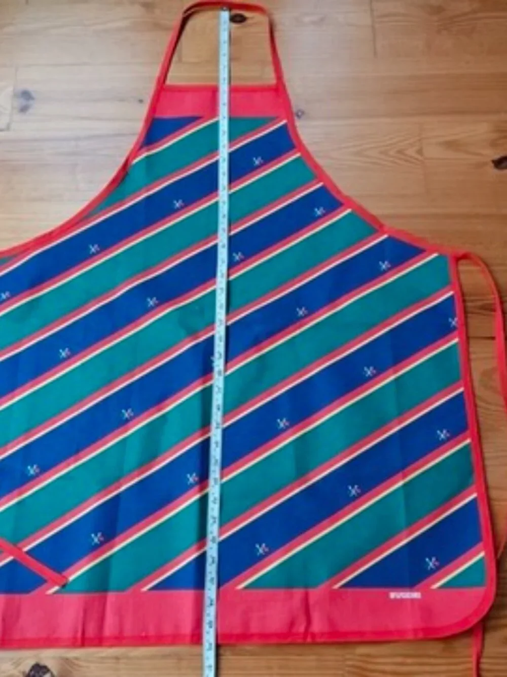 Vintage Zucchi Apron Italy Cotton Navy Red Green Stripe Nautical Yacht NEW NOS